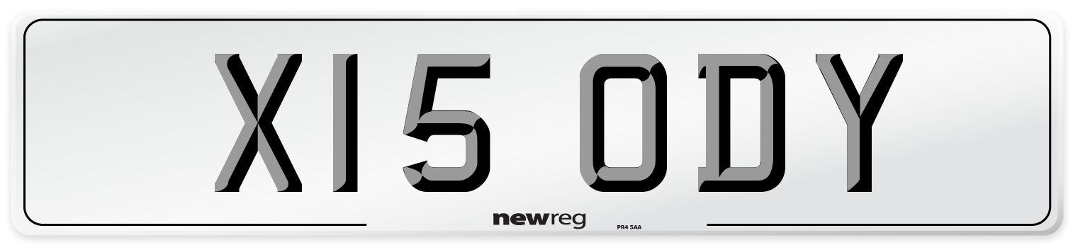 X15 ODY Number Plate from New Reg